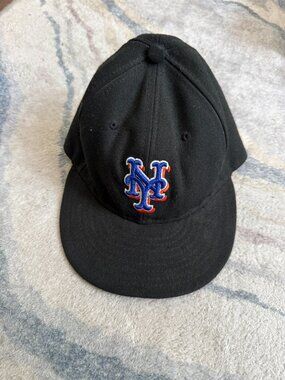 New Era New York Mets Official On Field Cap Hat 7 3/8 Black Authentic Collection